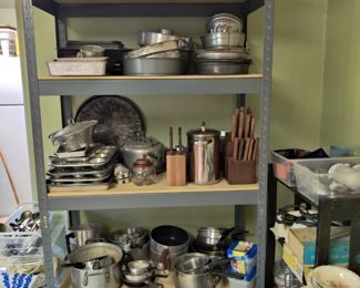 Various antique baking and cooking pans