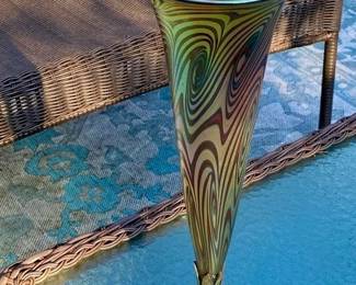 Golden Van Gogh Aurene Trumpet vase signed