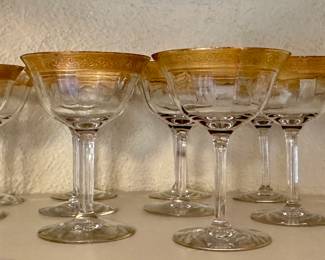 (12) Gold Rim Champagne Coupes