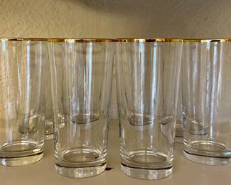 (8) Gold Rim Water Glasses