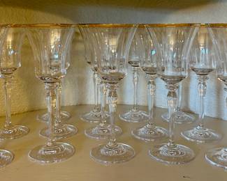 (14) Gold Rim Wine Glasses