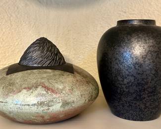 Signed Art Pottery and 6" Poole Pottery Ginger Vase