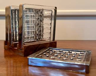 (4) MCM Smyers Coasters in Wood Stand