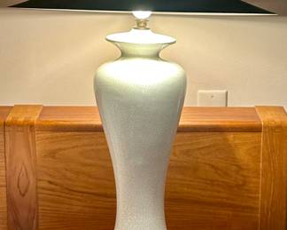 (2) Crackle Glass Lamps with Metal Shade