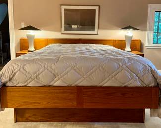 Scandinavian Design Queen Bed with Floating Nightstands