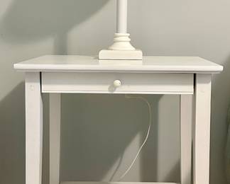 White Nightstand & Table Lamp