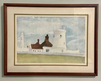 "Lighthouse" Watercolor, Signed