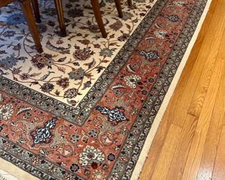 Wool Rug (cream, coral, light blue) - 8'2" x 10'5"