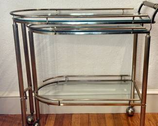 Vintage Swivel Brass Bar Cart