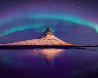 Iceland Mt Kurjufell Aurora 16x24 All photography is large scale and affixed to foam board