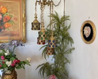 Vintage Jeweled Hanging Chandelier
