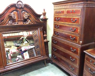 4 PIECE MAHOGANY CHIPPENDALE STYLE BEDROOOM SUITE,