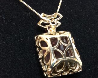 14KT GOLD TOURMALINE & DIAMOND PENDANT w CHAIN, 16.13ct TOURMALINE, .29ct DIAMONDS, 9.5g, 18´´L, IAS APPRAISAL $12,350, 