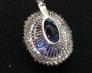 PLATINUM TANZANITE & DIAMOND PENDANT & CHAIN, 30.8ct TANZANITE, 1.42ct DIAMONDS, 22.31g, 20´´L, AIG APPRAISAL $21,975, 