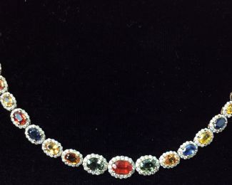 14KT YELLOW GOLD MULTI COLOR SAPPHIRE & DIAMOND BRACELET, 11.25ct SAPPHIRES, 3.07ct DIAMONDS, 13.1g, GGA APPRAISAL $17,390, 