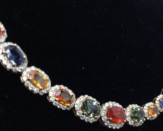 14KT YELLOW GOLD MULTI COLOR SAPPHIRE & DIAMOND BRACELET, 11.25ct SAPPHIRES, 3.07ct DIAMONDS, 13.1g, GGA APPRAISAL $17,390, 