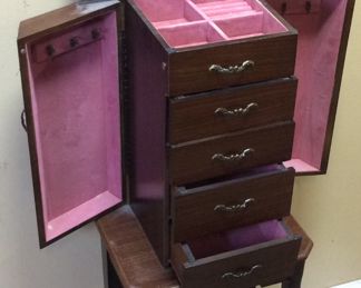 | WOODEN FLOOR STANDING JEWELRY ARMOIRE