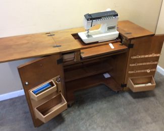 VTG. ROLLING SEWING MACHINE CABINET