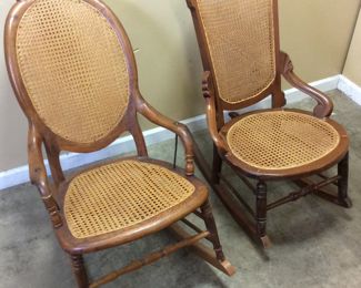 (2) ANTIQUE CANE SEAT ROCKERS