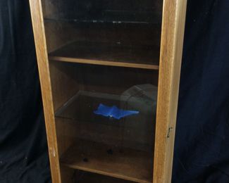 SMALL VTG. WOODEN GLASS DISPLAY CABINET