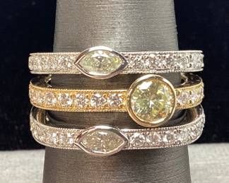 14KT YELLOW & WHITE GOLD DIAMOND RING,
SIZE 7, 1.85ct DIAMONDS, 11.7g,
AIGL APPRAISAL $12,983, 