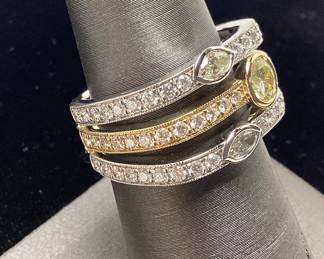 14KT YELLOW & WHITE GOLD DIAMOND RING,
SIZE 7, 1.85ct DIAMONDS, 11.7g,
AIGL APPRAISAL $12,983, 