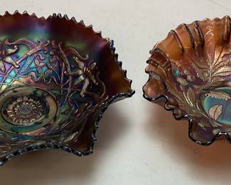 VTG. IRIDESCENT CARNIVAL GLASS BOWLS