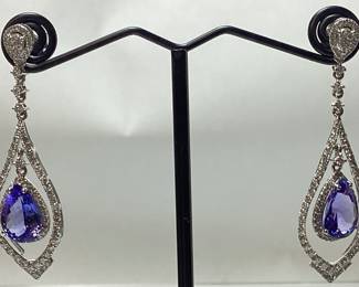 PLATINUM TANZANITE & DIAMOND EARRINGS,
4.72ct TANZANITE, 1.61ct DIAMONDS, 9.2g,
AIGL APPRAISAL $18,743, 
