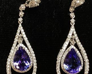 PLATINUM TANZANITE & DIAMOND EARRINGS,
4.72ct TANZANITE, 1.61ct DIAMONDS, 9.2g,
AIGL APPRAISAL $18,743, 