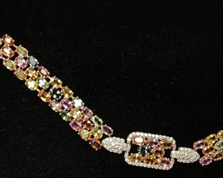 14KT YELLOW GOLD MULTI-COLOR SAPPHIRE & DIAMOND BRACELET, 7''L, 21.36ct SAPPHIRES, 1.46ct DIAMONDS, 21.2g,
AIGL APPRAISAL $16,478, 