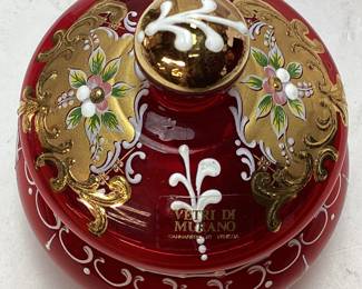 VETRI DI MURANO HAND PAINTED LIDDED DISH