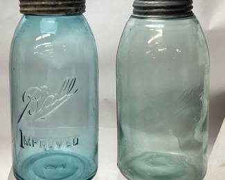 (2) VTG. HALF GALLON SIZE MASON BALL JAR