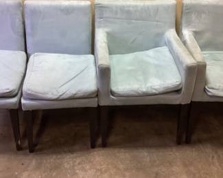 4 LIGHT BLUE UPHOLSTERED DINING CHAIRS