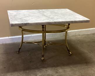 MID CENTURY STYLE BRASS MARBLE TOP