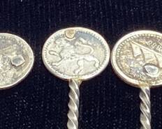 11 ANTIQUE 1800s GUATEMALAN SILVER LION COIN PICKS