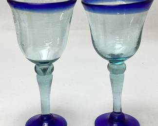 HAND BLOWN MEXICAN GLASS GOBLETS