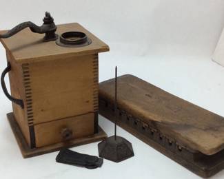 ANTIQUE COFFEE GRINDER, CIGAR MOLD