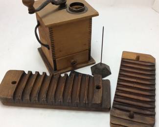 ANTIQUE COFFEE GRINDER, CIGAR MOLD