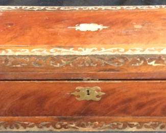 ANTIQUE TRAVEL LAP DESK WITH OLD BOOKS