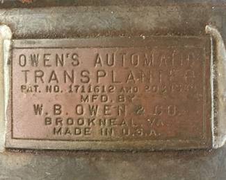 ANTIQUE OWEN’S AUTOMATIC TRANSPLANTER