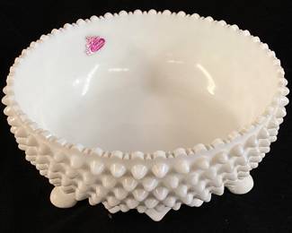 VTG. FENTON HOBNAIL MILK GLASS FOOTED SE