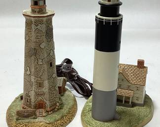 2 LEFTON NC LIGHTHOUSE FIGURINES,