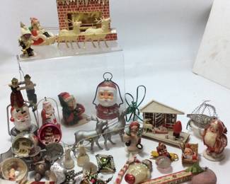 ANTIQUE CHRISTMAS SANTAS & ORNAMENTS