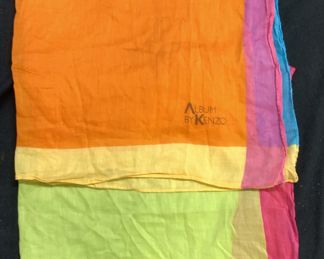 Pair KENZO Cotton Color Block Scarves, France
