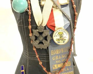 Silk Dress Form Bust w Avant Guard Vintage Pins
