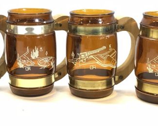 Siesta Ware Glass Beer Mugs w Wood Handles, 7
