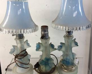 3 ANTIQUE GLASS LAMPS