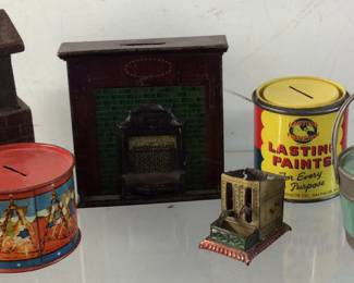 VINTAGE TOY TIN BANKS