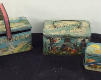 ANTIQUE CANDY TIN CONTAINERS