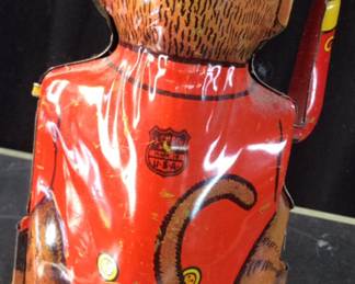 J CHEIN TIN LITHO VINTAGE MONKEY BANK